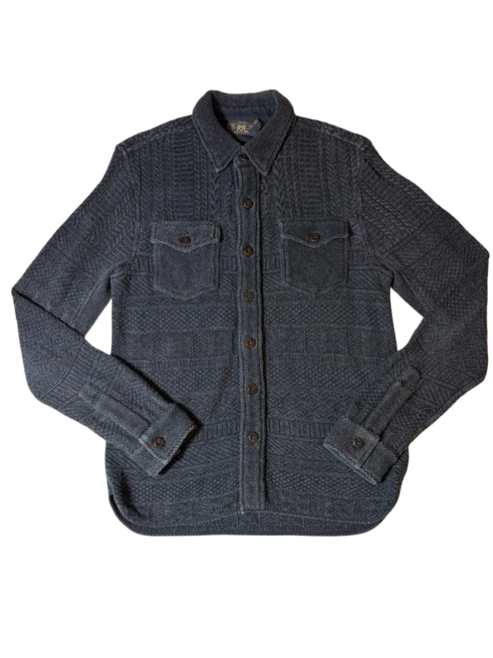 RRL Ralph Lauren Jacquard Julius Shirt Jacket Black Indigo Men’s M